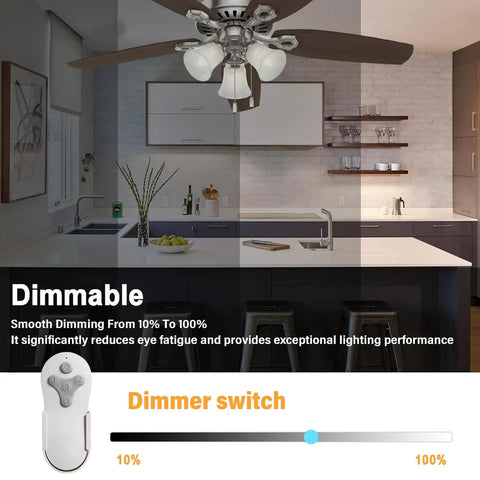 Universal Ceiling Fan Remote Control Replacement With Wall Mount For Plug And Play 3/4 Speed AC Fans Light Dimmer shown in kitchen