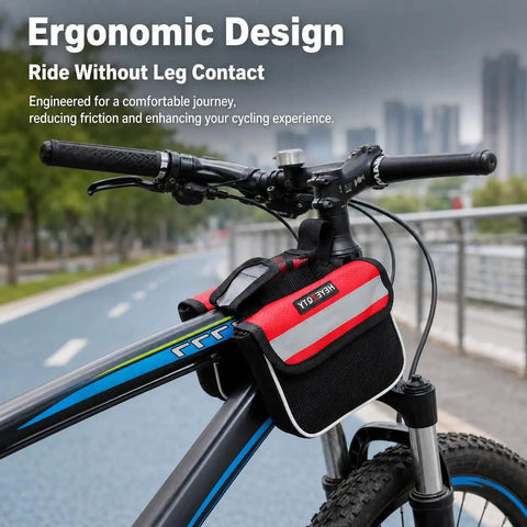 Large Bike Frame Bag For Bikepacking With Rain Cover And Reflective Triangle Bag 16x13x5 CM Zipper Pouch on mountain bike
