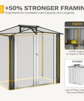 6x4 Ft Metal Outdoor Shed With Lockable Doors featuring strong framing, oversized steel tool storage for backyard or patio.