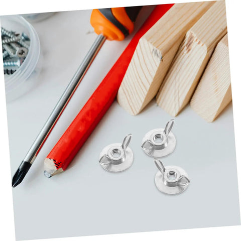 Tools and materials next to 20 Pcs Stainless Steel Quick Release Shutter Fasteners With Backplate Bolts For Hurricane Shutters