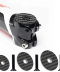 Slick Carbon Fiber Bicycle Headset Top Caps With Stainless Steel Bolts Matte Black Coating, showing cap and bolts.