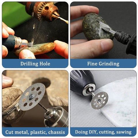 Usage of Diamond Burr Set For Rotary Tools 32Pc Kit With Diamond Grinding Bits for carving, cutting, and engraving.