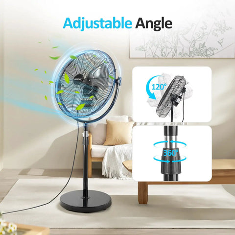 Beefy 20 Inch High Velocity Pedestal Fan With Adjustable Height And Tilt For Industrial And Home Use shown in room angle