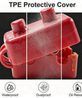 Heavy Duty 30 Amp Automatic Reset Circuit Breaker With Tough Waterproof Red Cover For 12V 24V DC shown with TPE protective cover.