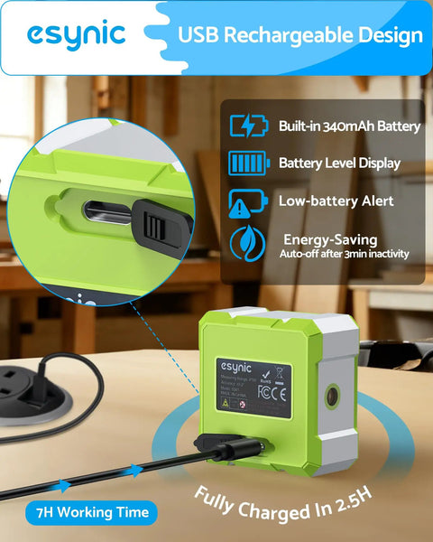 Heavy Duty Digital Angle Finder With Waterproof Magnetic Inclinometer And Type C Fast Charge For Built Tough Construction Projects And Hvac Fixes On The Fly Featuring Crisp Lcd Screen showing a USB rechargeable design with battery indicator.
