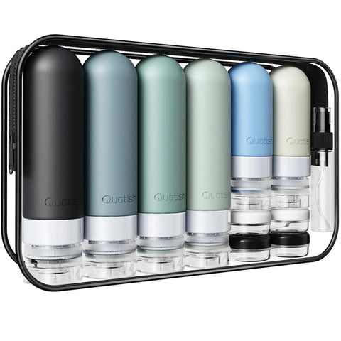Must Have 20 Pack Travel Toiletry Bottles Set With Leakproof Silicone Containers TSA Approved Includes Bag Spray Bottles Cream Jars Funnel