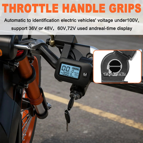 Integrated M Key Display Throttle Grip With LCD Speedometer For Soleil 01 Electric Motorcycle 48V Upgrade, installed view