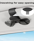 Premium Magnetic Sunglass Holder for Car Visor 2 Pack Soft Faux Leather Eyeglasses Clip with Powerful Magnet and Snazzy Look No Fuss Auto Accessory with drawstring for easy opening
