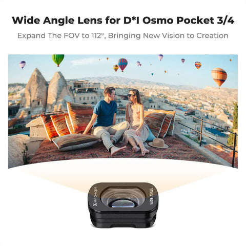 Wide Angle Lens For DJI Osmo Pocket 4 3 With 112 Degree Field Of View Snap On Magnetic Attachment Multi Coated Optical Glass
