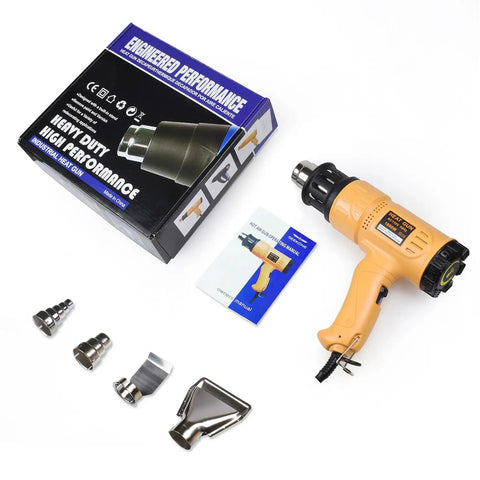 Beast 1800W Hot Air Heat Gun With Dual Temp Modes, includes 4 nozzles and packaging, ideal for crafts and paint stripping.