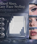 Stick On Fake Piercings Set With Silver Balls For Lip Nose Eyebrow Piercings, Fake Lip Stud And Nose Stud Options, 3mm 4mm 5mm 6mm Sizes, Includes 4 Sheets Of Lookalike Jewelry. 4 sheets of silver fake piercing balls with curved tweezer, 3mm to 6mm