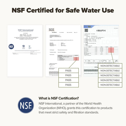NSF certification documents for Bathroom Sink Faucet Water Filter With Vitamin C Gel Stops Chlorine And Heavy Metals NSF Certified