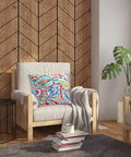Outdoor Throw Pillows Set Of 2 18x18 Waterproof Weather Resistant Cushions With Inserts on a wooden chair indoors
