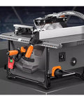 Dust Free Sliding Table Saw Station With A Knockout 2000W Motor That Blows Through Lumber Fast And Delivers Slick Grinding For Zero Hassle Woodworking Sessions, detailed view showing controls and blade.