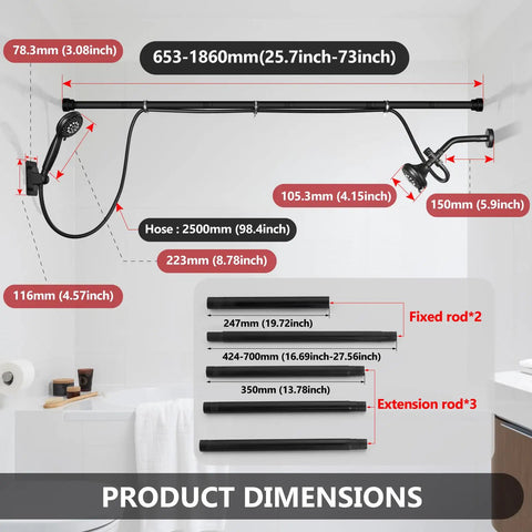 Adjustable High Pressure Dual Shower Head For Couples In Slick Matte Black Finish With Heavy Duty 304 Stainless Steel Build For Your Ultimate Bathroom Setup And Smooth Flow