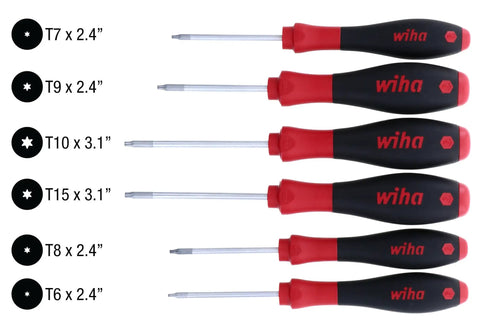 Pro Grade Torx Screwdriver Set 6 Piece T6 Through T15 Ergonomic Cushion Grip Handles Dual Durometer Build For Comfort And Durability