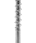 Close-up of a Pocket Hole Wood Screws Number Seven By Two Inch Washer Head Torx Drive Self Tapping Zinc Coated Coarse Thread with washer head.
