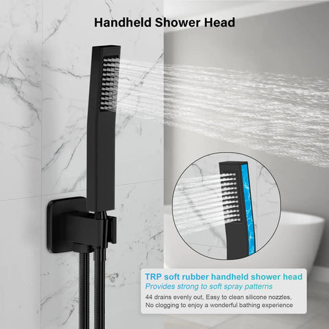 Straight Up Tough Matte Black Shower Faucet Set Featuring A 10 Inch High Pressure Rain Shower Head And Solid Brass Pressure Balance Valve For Hella Smooth Daily Showers