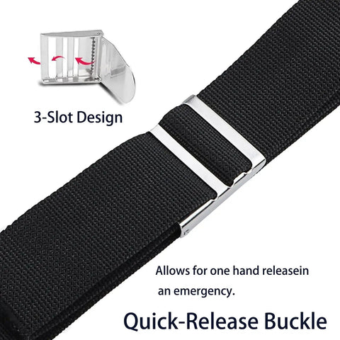Close-up of Beginner Friendly Dive Belt Kit with Quick Release Buckle and 3-Slot Design for 32 to 52 Inch Waists, Black.