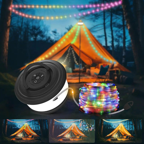3 In 1 Camping String Lights With Retractable RGB LEDs 19 Lighting Modes Quick 30s Recovery outdoor tent lighting scene