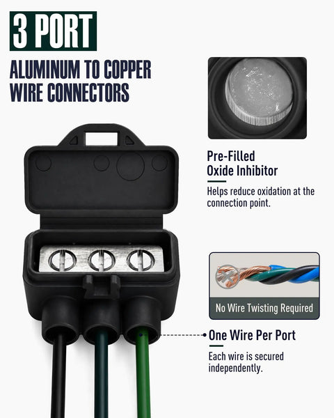 Hella Reliable 15 Pack 3 Port Screw Terminal Aluminum To Copper Wire Connectors With Oxide Inhibitor for easy wiring upgrades