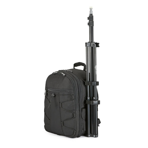 Portable Aluminum Photography Light Stand Set With Case, Adjustable 2.8-6.7 Feet, dual stands alongside carrying case