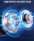 Close-up of 13mm dynamic driver of Wireless Earbuds With Bluetooth 5.4 And LED Power Display, showing rich bass capability.