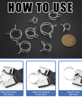 Instructions for 121 Pcs 12 Size Spring Band Hose Clamps Set 7-22mm Includes Fuel Silicone Vacuum Hose Clips Low Pressure Air Clip Fasteners