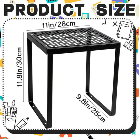 Locker Organizer Shelf Black Stackable Metal Shelf For Standard Lockers And Cabinets showing dimensions 11.8x11x9.8 inches