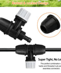 Upgraded Locked Micro Spray Irrigation Drippers 25 Pieces Kit With 3 Way Atomizing Nozzles For One Quarter Inch Tubing Barbed Emitters Misting Drippers For Drip Sprinkler Systems Gray showing barbed and locked design for leak-proof connection.