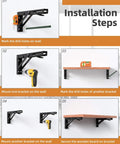 Installation steps for Heavy Duty 8 Inch Foldable Shelf Brackets For Diy Folding Tables Rock Solid Steel Build Supports 300 Pounds.