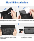 3 Pack Boat Storage Mesh Bags Self Adhesive Marine Caddy Organizer With Reflective PVC Mesh Waterproof No Drill Install