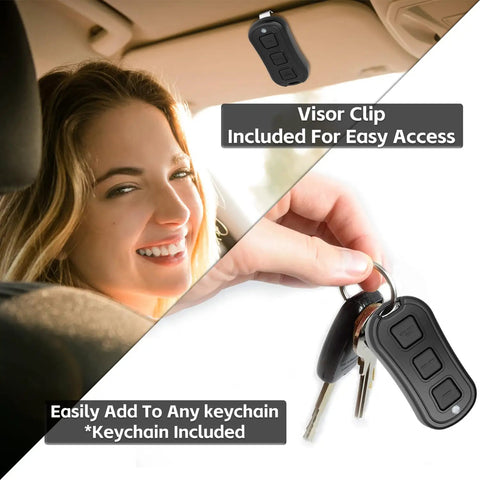 3 Button Garage Door Opener Remote Replacement For Sears Craftsman LiftMaster Chamberlain With Purple Yellow Red Orange Green Learn Button Visor Clip Or Mini Keychain Plug And Play Compatibility With Most 1993 To Present Openers
