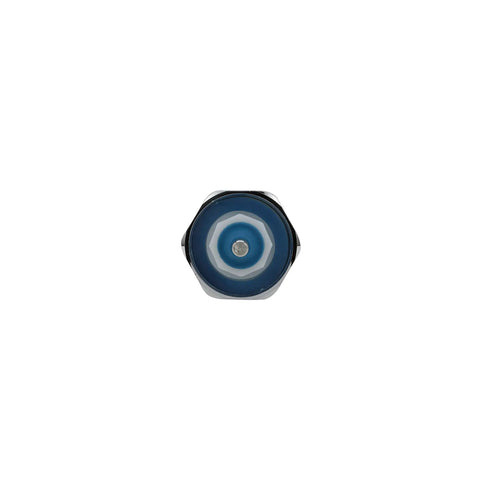 Blue centered top view of ADA Compliant Manual Flush Valve Handle Assembly Small With Cast Brass Handle In Polished Chrome Finish