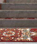 Non Slip Stair Treads Set Of 13 Oriental Peel And Stick Alfombras in Bold Red on concrete stairs, 8x30 inches