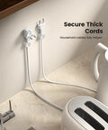 8 Pack Cord Organizer With 1s Spring Lock Cable Clips used on kitchen counter for cable management, securing thick cords.