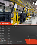 Factory line with Hummer H2 2003-2009 rear right door, compatible power window regulator with motor specifications displayed.