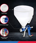 Air Texture Sprayer Gun With 1.32 Gallon Hopper And 3 Nozzles 4.0mm 6.0mm 8.0mm For Drywall Texture Knockdown Popcorn Stucco, features detailed.