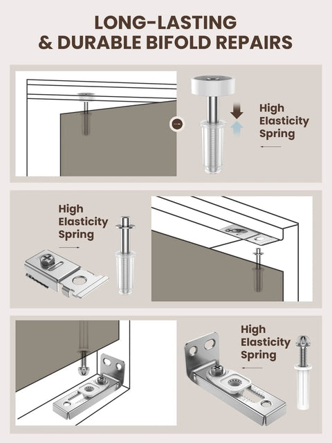 Bi-Fold Door Hardware Repair Kit 4 Pack For 7/8 To 1 Inch Track Includes Top And Bottom Pivots for durable repairs