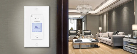 Ascend 7 Day In Wall Programmable Timer With Automatic Astronomic Control And DST Adjustment installed in a modern living room