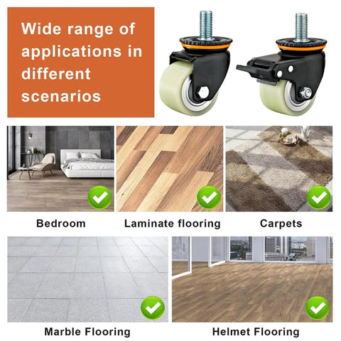 Heavy Duty Caster Wheels With M Threaded Stem Swivel Casters And Brakes For Furniture Workbenches Carts And Garages Built Tough Non Marking Polyurethane Tread Indoor Outdoor Use Floor Friendly Smooth Quiet Mobility on various floor types