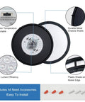 65W Dimmable LED Flush Mount Ceiling Light With Remote, 32 Inch Oval Black fixture, details of chassis, shade, and installation parts