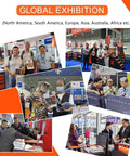 Collage of global exhibition showcasing Heavy Duty Mobile Tool Storage Organizer with Light Strip CNC Tool Rack