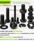 Close-up of All In One 1160Pcs M3 M4 M5 M6 Nuts And Bolts Kit With Lock Washers Zinc Plated Hex Button Head Screws 12.9 Alloy Steel Fasteners Set