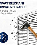 Pro Grade Aluminum Alloy Drywall Access Panel Featuring Slick Heat Dissipation Ventilation Mesh Hella Sturdy Metal Construction And Nifty Handle For Home Tasks with hammer hitting panel.