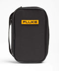 Front view of Go-To Polyester Soft Carrying Case for Handheld Electrical Test Tools and Accessories, black with handle.