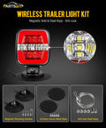 Partsam wireless trailer light kit with red LED tail light on magnetic base and steel rope