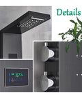 Top Shelf Matte Black Thermostatic Shower Tower Designed To Impress With Glowing LED Temp Monitor and oversized rainfall head detail