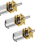 Three GA12 N20 12V 100RPM Gear Motors With Reducer for DIY robots and toys, featuring all-metal gears and 3mm shafts.