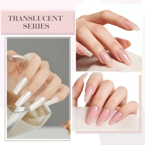 Six Nude Shades Gel Nail Polish Set In 9ml Bottles, HEMA Free Long Lasting Manicure Kit In White Pink Beige Tones, nail art